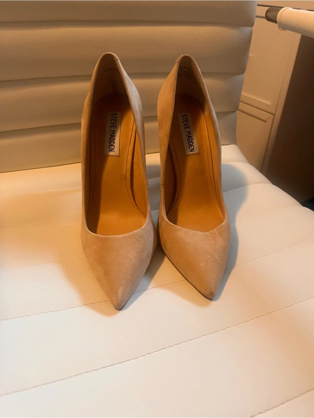 Steve Madden Beige Suede Pointed-Toe Pumps